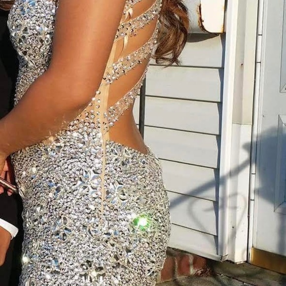 Jovani Silver Nude 90736 Size 2 - Picture 2 of 5